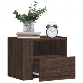 Wall-mounted Bedside Cabinet Set of 2 Brown Oak Enginee...