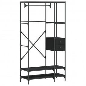 Clothes Rack Black Engineered Wood and Metal Stylish Ga...