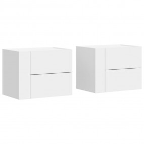 Wall-mounted Bedside Cabinet Set of 2 White Engineered ...