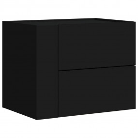 Wall-mounted Bedside Cabinet Black Engineered wood Medi...