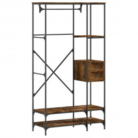 Clothes Rack Smoked Oak Engineered Wood, Metal Compact