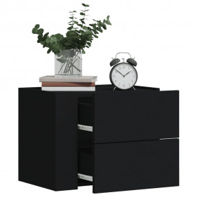 Wall-mounted Bedside Cabinet Set of 2 Black Engineered ...