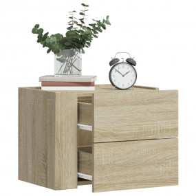 Wall-mounted Bedside Cabinet Set of 2 Sonoma oak Engine...