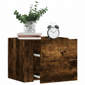 Wall-mounted Bedside Cabinet Set of 2 Smoked oak Engine...