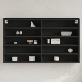 Display Cabinet Black Engineered Wood Medium Display Ca...