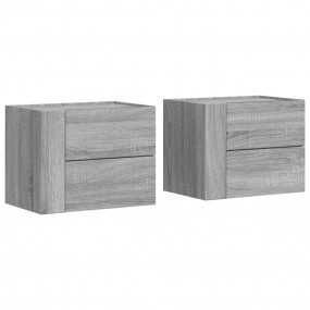Wall-mounted Bedside Cabinet Set of 2 Grey Sonoma Engin...