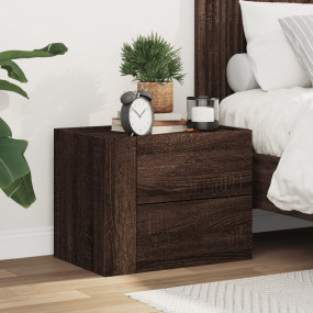 Wall-mounted Bedside Cabinet Brown oak Engineered wood ...