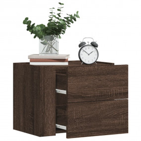 Wall-mounted Bedside Cabinet Set of 2 Brown oak Enginee...