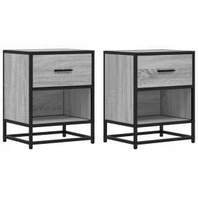 Bedside Cabinet Set of 2 Grey Sonoma Engineered Wood, S...