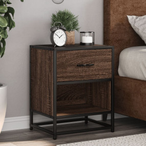 Bedside Cabinet Brown Oak Engineered wood Standard