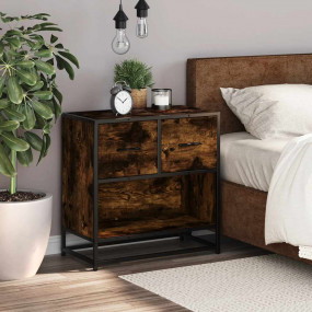 Bedside Cabinet Smoked oak Engineered wood, Metal Mediu...