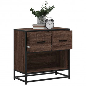 Nightstand Brown Oak Engineered Wood, Metal Standard Ni...