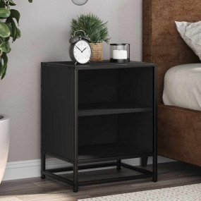 Stylish Black Bedside Cabinet Engineered wood & metal M...