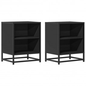 Nightstand Set of 2 Black Engineered wood, metal Small