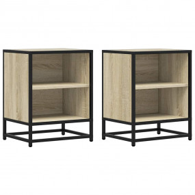 Bedside Cabinet Set of 2 Sonoma Oak Engineered Wood, Me...