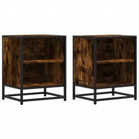 Bedside Cabinet Set of 2 Smoked oak Engineered wood and...