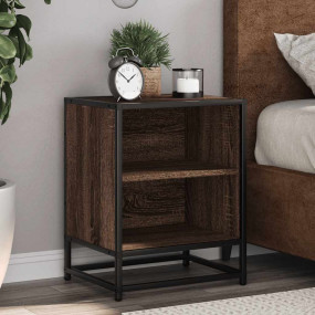 Bedside Cabinet Set of 2 Brown Oak Engineered Wood and ...