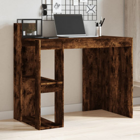 Office Desk Smoked Oak Engineered Wood Compact Computer...