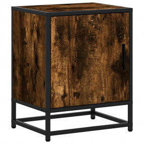 Bedside Cabinet Smoked oak Engineered wood, Metal Small