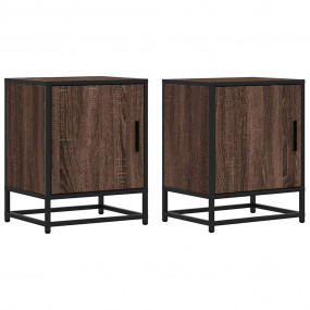 Bedside Cabinet Set of 2 Brown Oak Engineered wood, met...