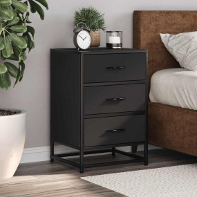Bedside Cabinet Black Engineered Wood 15.7 x 13.6 x 23....