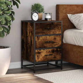 Bedside Cabinet Smoked oak Engineered wood, metal Bedsi...