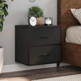 Wall-mounted Bedside Cabinet Black Engineered wood Stan...