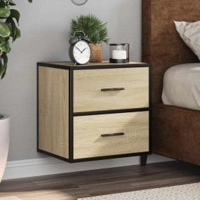 Wall-mounted Bedside Cabinet Sonoma oak Engineered wood...