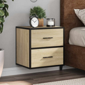 Wall-mounted Bedside Cabinet Set of 2 Sonoma oak