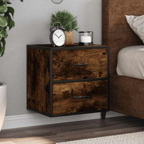 Wall-mounted Bedside Cabinet Smoked Oak Engineered wood...