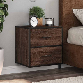 Wall-mounted Bedside Cabinet Brown Oak Engineered wood,...