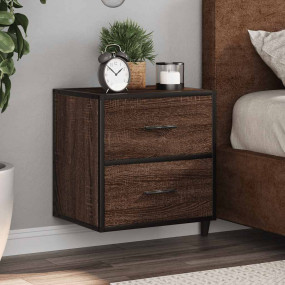 Wall-mounted Bedside Cabinet Set of 2 Brown Oak