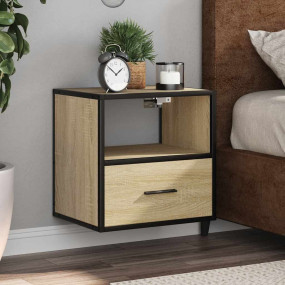 Wall-mounted Bedside Cabinet Sonoma Oak Engineered wood...