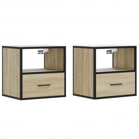 Wall-mounted Nightstand Set of 2 Sonoma oak Engineered ...