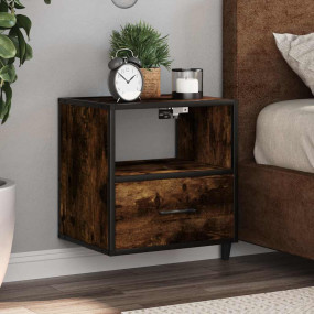 Wall-mounted Bedside Cabinet Smoked Oak Engineered wood...