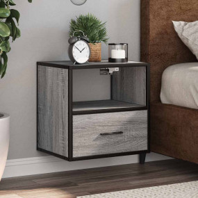 Wall-mounted Bedside Cabinet Gray Sonoma Engineered Woo...