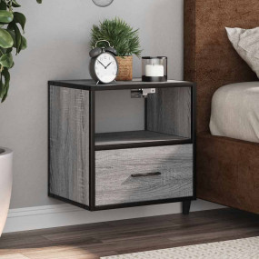Wall-mounted Bedside Cabinet Set of 2 Gray Sonoma