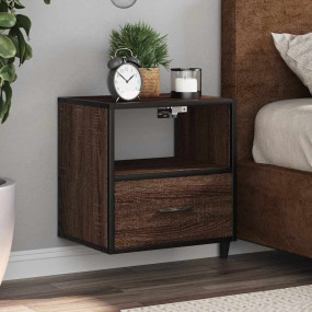 Wall-mounted Bedside Cabinet Brown Oak Engineered wood,...