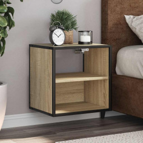 Wall-mounted Bedside Cabinet Sonoma oak Engineered wood...