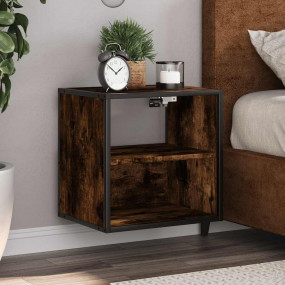 Wall-mounted Bedside Cabinet Set of 2 Smoked oak