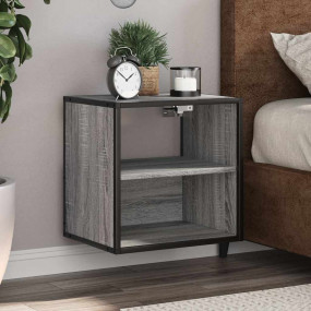 Wall-mounted Bedside Cabinet Grey Sonoma Engineered woo...