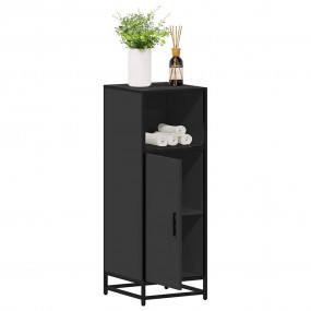 Bathroom Cabinet Black Engineered wood, metal Slim