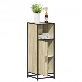 Bathroom Cabinet Sonoma Oak Engineered Wood, Metal Narr...