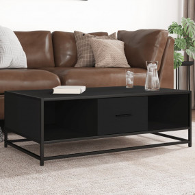 Coffee Table Black Engineered wood 39.4x22.4x13.8 in Co...