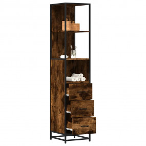 Bathroom Cabinet Smoked Oak Engineered Wood Tall Storag...