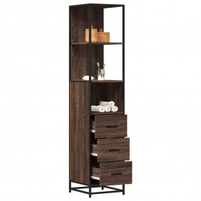 Bathroom Cabinet Brown Oak Engineered Wood, Metal