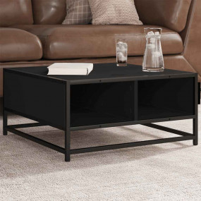 Coffee Table Black Engineered wood 23.8x23.8x11.8 in Co...