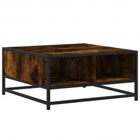 Coffee Table Smoked Oak, Black Engineered Wood, Metal C...
