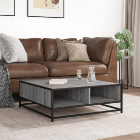Coffee Table Grey Sonoma and Black Engineered wood and ...