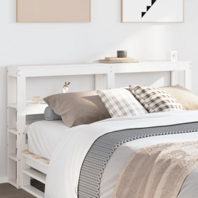 Headboard White Solid pinewood 55.1 inch Double Bed Hea...